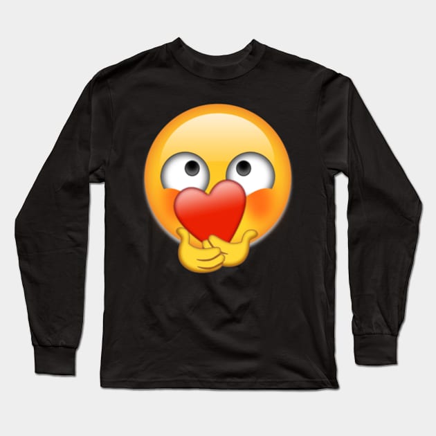 Shy Heart Emoji Long Sleeve T-Shirt by metanoiias